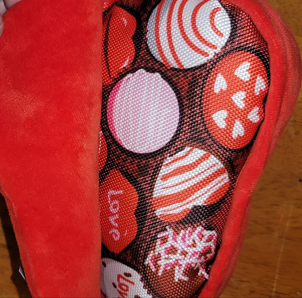 Heart Shaped Red Pillow Pink Bow Squeaks Krinkles Puppy Dog Toy
